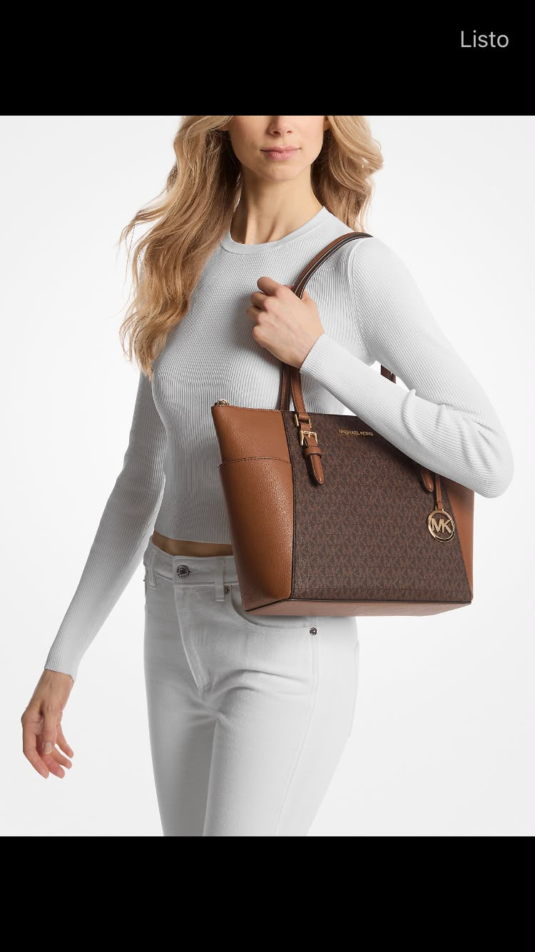 Michael Kors Charlotte Large Tote cremallera – Marrón