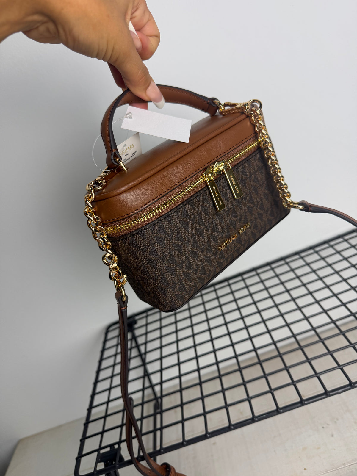 Michael Kors Vivi Mini small Signature Logo Vanity Crossbody – Brown