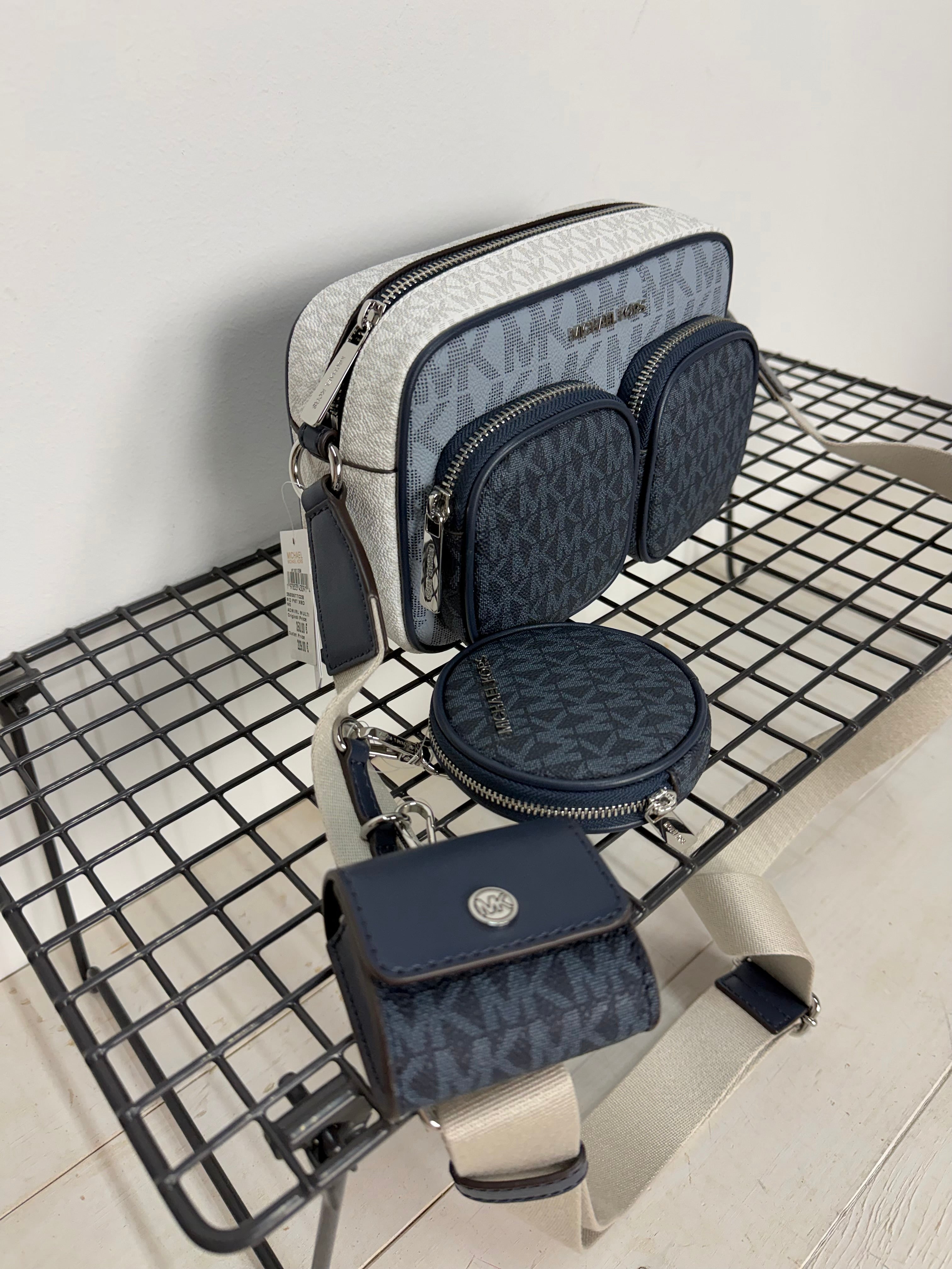 Michael Kors – Jet Set Item Crossbody Azul (bandolera bolsillos)