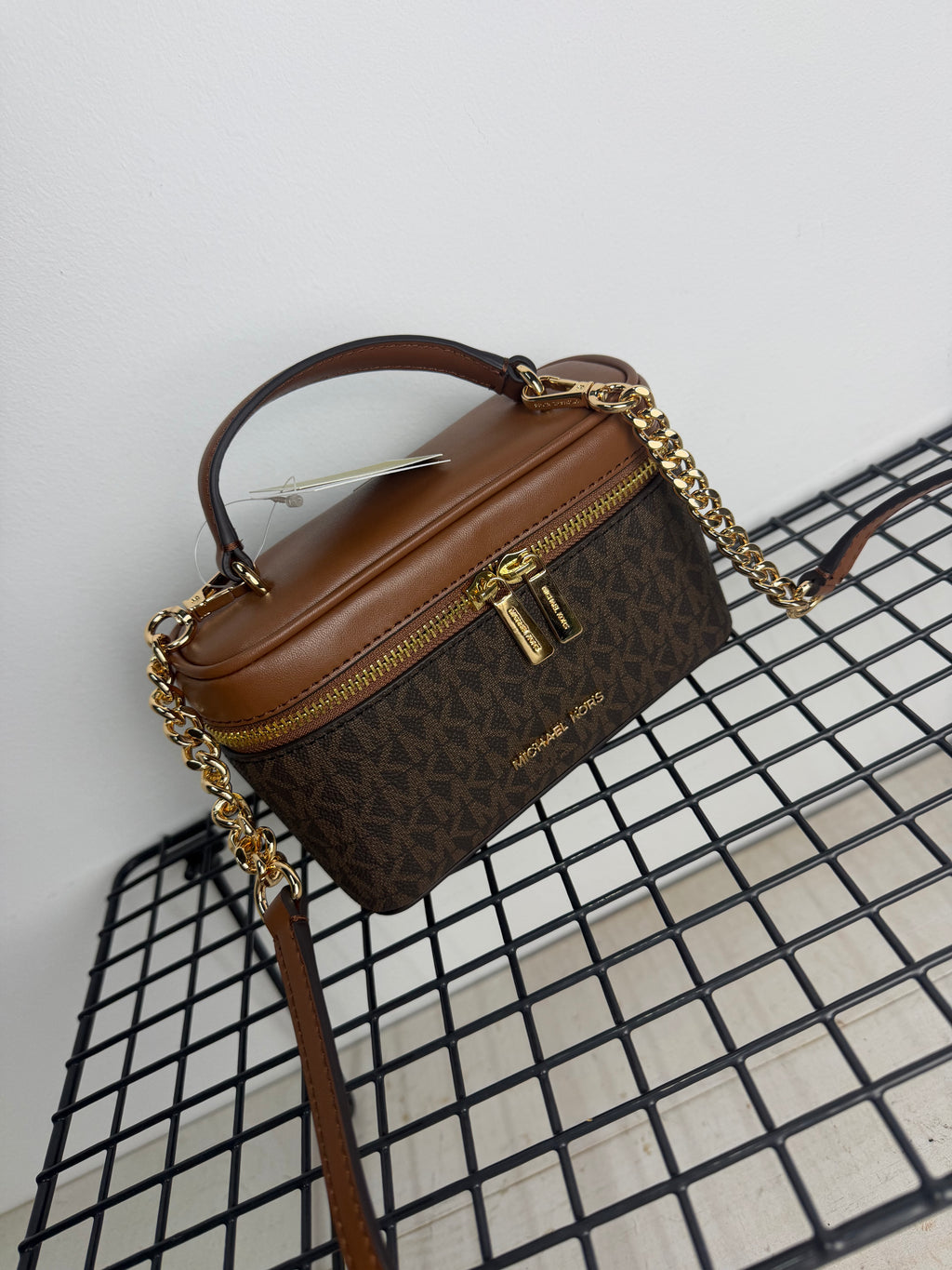 Michael Kors Vivi Mini small Signature Logo Vanity Crossbody – Brown