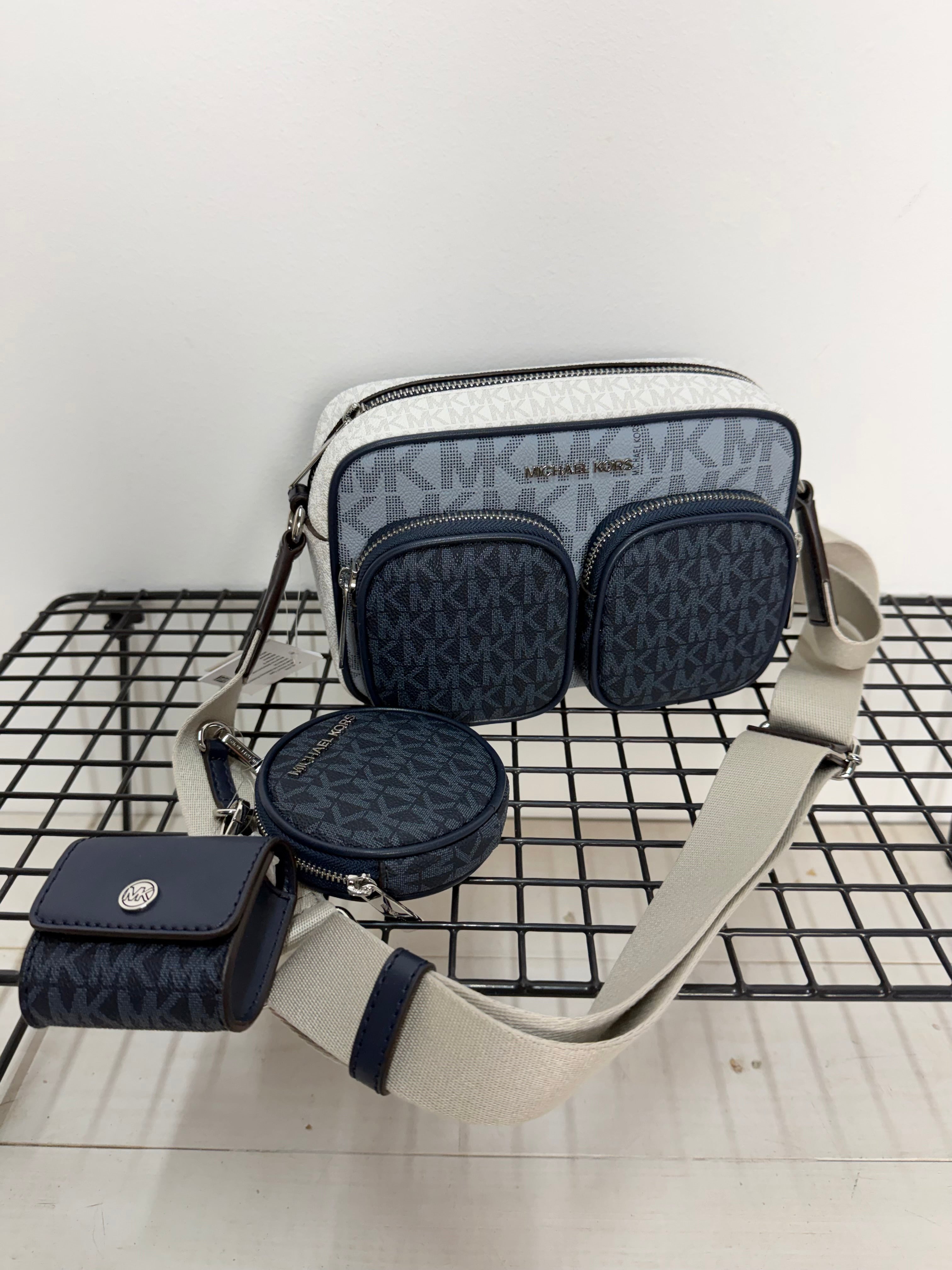 Michael Kors – Jet Set Item Crossbody Azul (bandolera bolsillos)