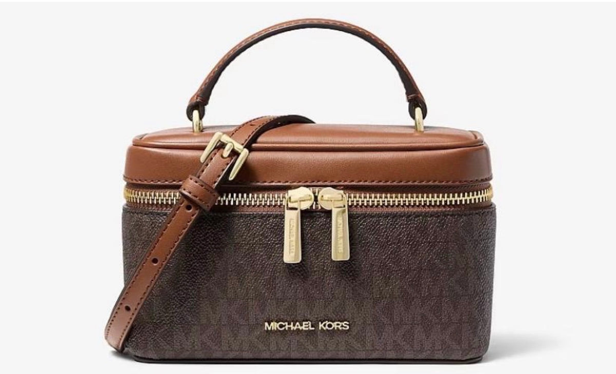Michael Kors Vivi Mini small Signature Logo Vanity Crossbody – Brown