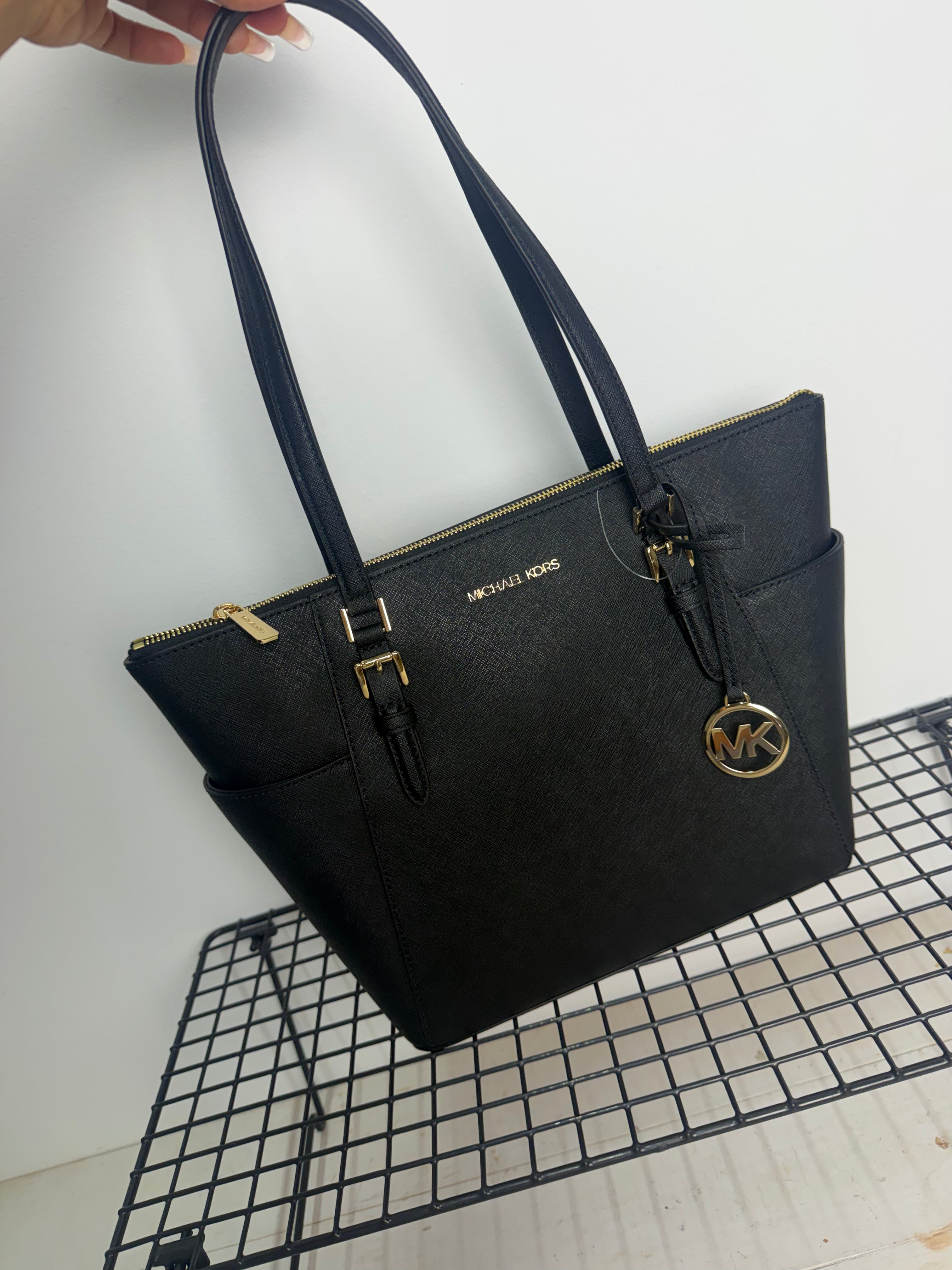 Michael Kors Charlotte Large Tote cremallera – Negro